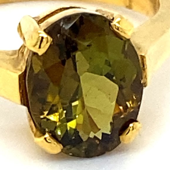 Green Yellow Tourmaline 3.03ct Solid 18K Gold Ring - Picture 6 of 6